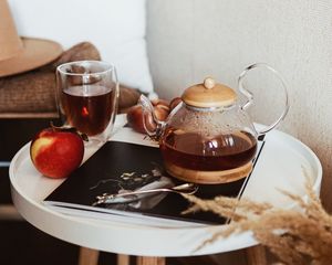 Preview wallpaper teapot, tea, apple, glass, drink