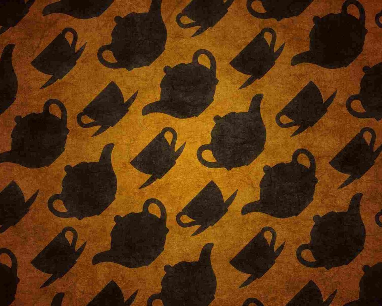 Download wallpaper 1280x1024 teapots, cups, design, symbol, texture