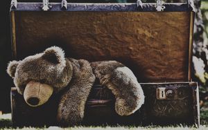 Preview wallpaper teddy bear, bear, toy, sadness, suitcase