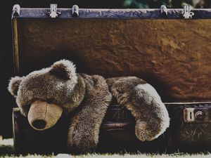 Preview wallpaper teddy bear, bear, toy, sadness, suitcase