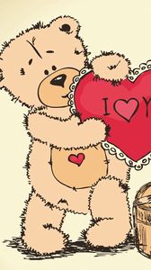 Preview wallpaper teddy bear, drawing, heart, paint, love
