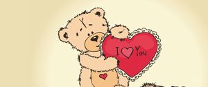 Preview wallpaper teddy bear, drawing, heart, paint, love