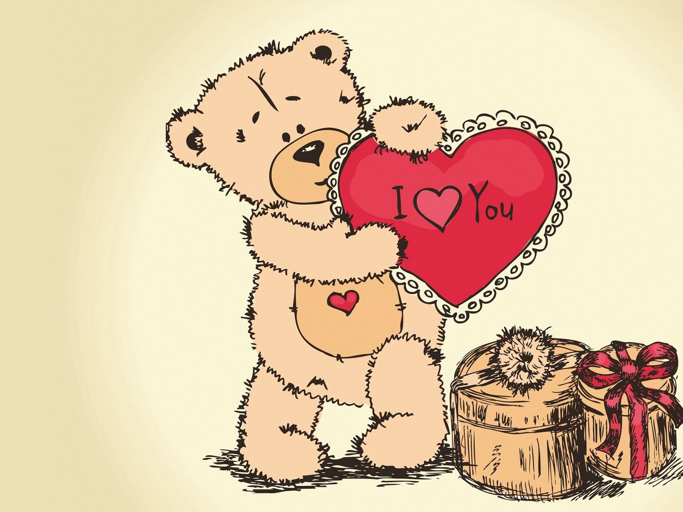 Download wallpaper 1400x1050 teddy bear, drawing, heart, paint, love ...