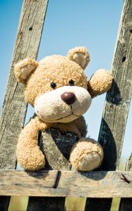 Preview wallpaper teddy bear, fence, toy