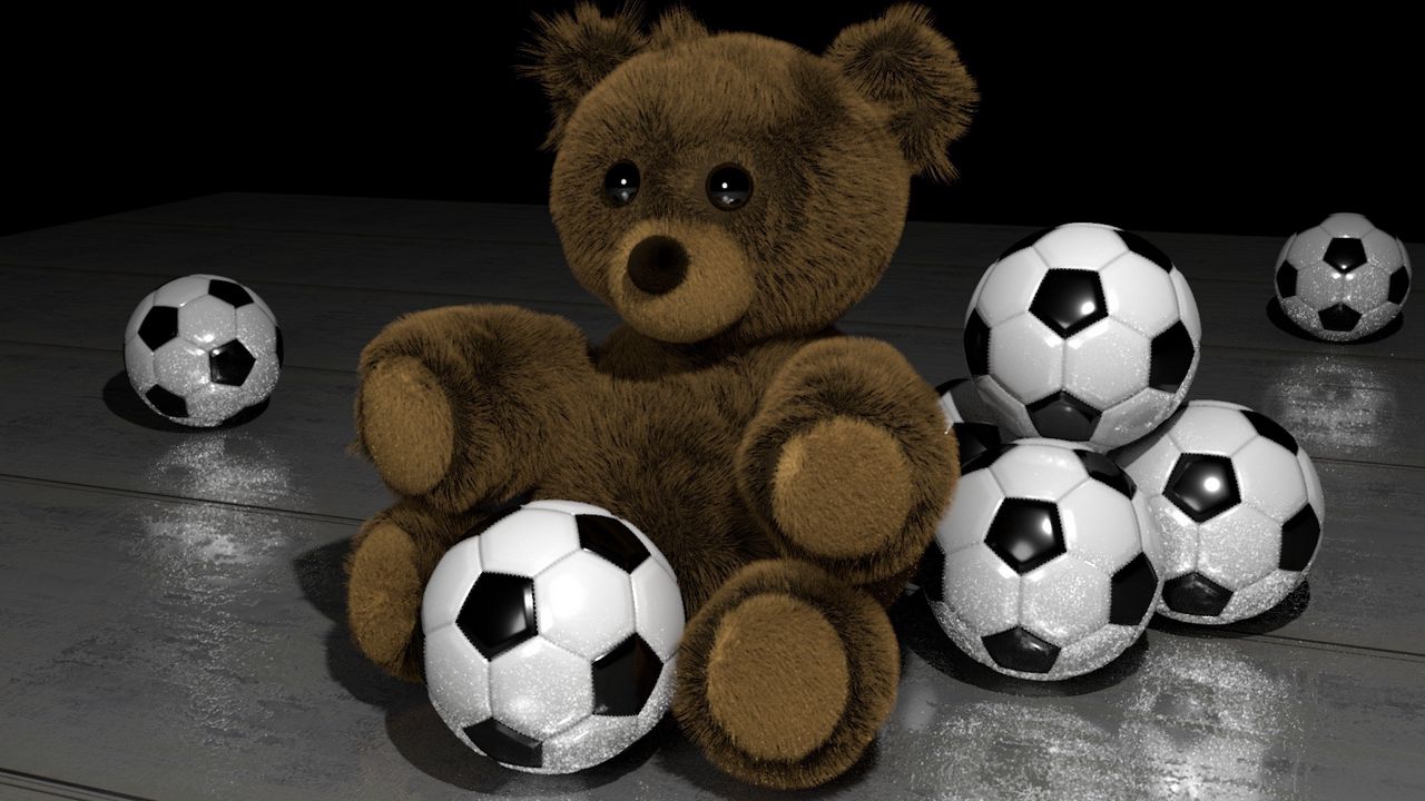 Wallpaper teddy bear, footballs, toys