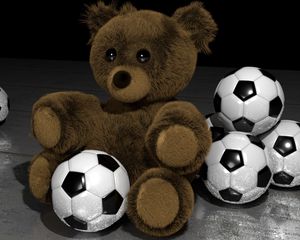 Preview wallpaper teddy bear, footballs, toys
