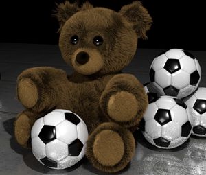 Preview wallpaper teddy bear, footballs, toys