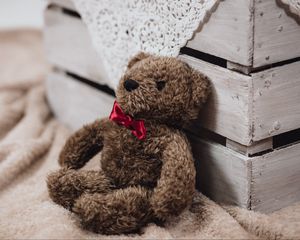 Preview wallpaper teddy bear, toy, bow