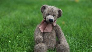 Preview wallpaper teddy bear, toy, grass