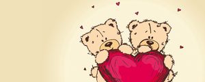 Preview wallpaper teddy bears, picture, romance, couple, heart, love