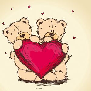 Preview wallpaper teddy bears, picture, romance, couple, heart, love