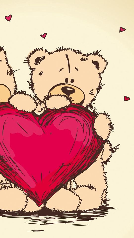 Download Wallpaper 540x960 Teddy Bears Picture Romance Couple Heart Love Samsung Galaxy S4 Mini Microsoft Lumia 535 Philips Xenium Lg L90 Htc Sensation Hd Background