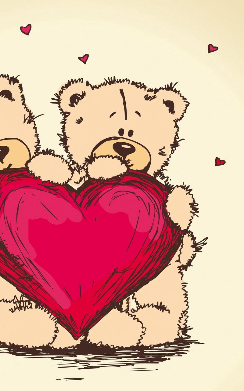 Download wallpaper 800x1280 teddy bears, picture, romance, couple, heart,  love samsung galaxy note gt-n7000, meizu mx2 hd background