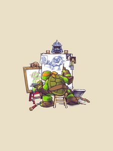 Preview wallpaper teenage mutant ninja turtles, michelangelo, drawing