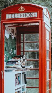 Preview wallpaper telephone booth, books, street