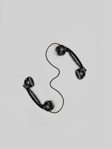 Preview wallpaper telephone, handset, vintage, classic, cable, wire, bw
