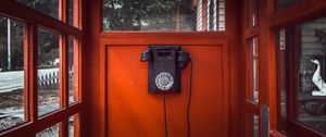 Preview wallpaper telephone, phone booth, red, retro