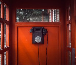 Preview wallpaper telephone, phone booth, red, retro