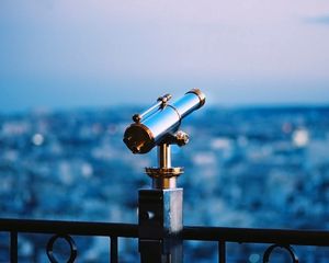 Preview wallpaper telescope, city, evening, form, structure