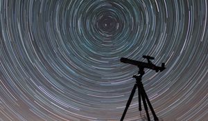 Preview wallpaper telescope, starry sky, night, blur, motion