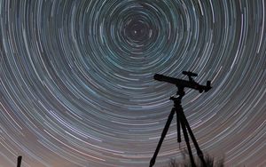 Preview wallpaper telescope, starry sky, night, blur, motion