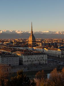 Preview wallpaper temple, architecture, buildings, city, mountains