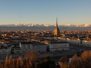 Preview wallpaper temple, architecture, buildings, city, mountains