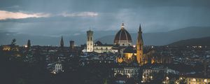 Preview wallpaper temple, architecture, city, buildings, evening