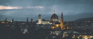 Preview wallpaper temple, architecture, city, buildings, evening