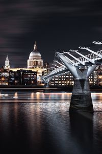 Preview wallpaper temple, architecture, night city, bridge