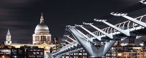 Preview wallpaper temple, architecture, night city, bridge