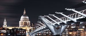 Preview wallpaper temple, architecture, night city, bridge