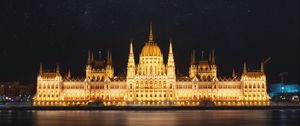 Preview wallpaper temple, building, architecture, night, river