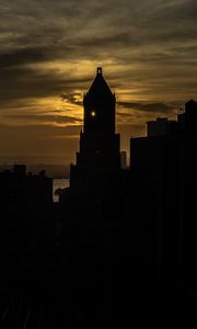 Preview wallpaper temple, building, city, architecture, sunset, sky