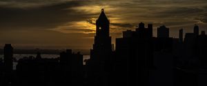 Preview wallpaper temple, building, city, architecture, sunset, sky