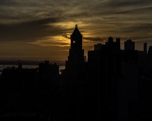 Preview wallpaper temple, building, city, architecture, sunset, sky