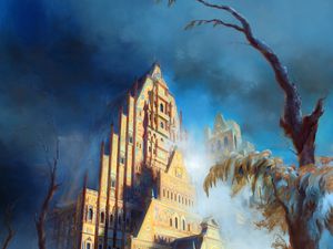 Preview wallpaper temple, castle, building, trees, art