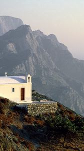 Preview wallpaper temple, coast, white, height, rocks, greece