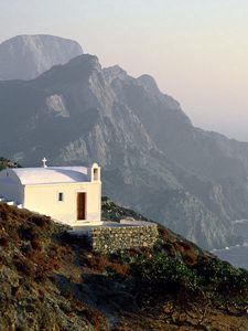 Preview wallpaper temple, coast, white, height, rocks, greece