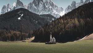 Preview wallpaper temple, mountains, landscape, peak, italy