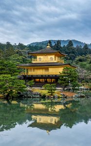 Preview wallpaper temple, pagoda, building, architecture, reflection, japan