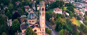 Preview wallpaper temple, tower, city, architecture, road