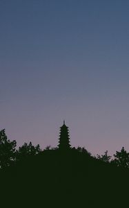 Preview wallpaper temple, tower, sky, silhouette