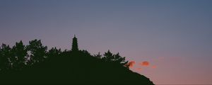 Preview wallpaper temple, tower, sky, silhouette