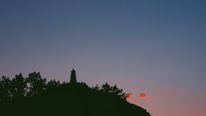 Preview wallpaper temple, tower, sky, silhouette