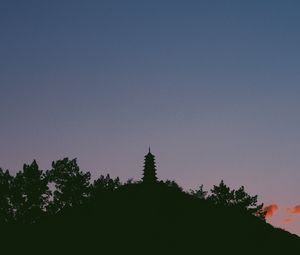 Preview wallpaper temple, tower, sky, silhouette