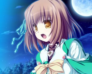 Preview wallpaper tenmaso, magus tale, koyuki amagase, girl, brunette, moon, surprise, open mouth