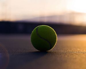Preview wallpaper tennis ball, asphalt, shadow, sport, bending