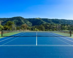 Preview wallpaper tennis, court, hills, trees, sport