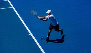 Preview wallpaper tennis player, tennis, court, racket